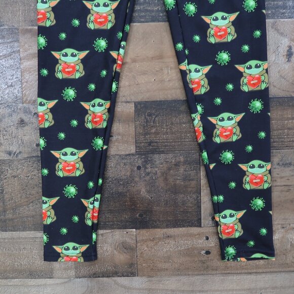 Star Wars Baby Yoda Grogu Black Womans One Size Leggings Sick Germs Mask - Picture 3 of 7